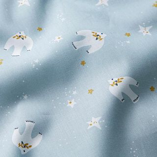 Baumwollpopeline Taube und Sterne – babyblau, 