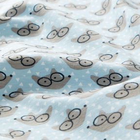 Baumwolljersey Fuchs mit Brille – babyblau, 