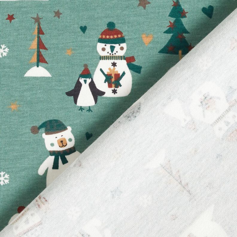 Baumwolljersey Pinguin, Eisbär und Schneemann – schilf,  image number 4