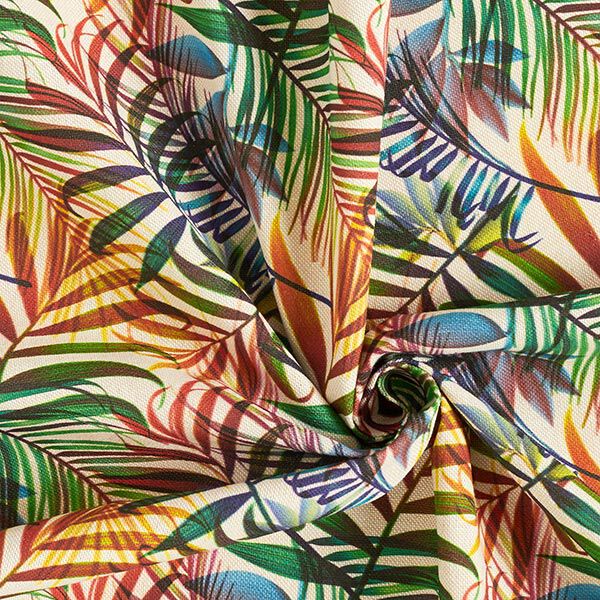 Dekostoff Halbpanama bunte Palmenwedel – natur | Reststück 50cm