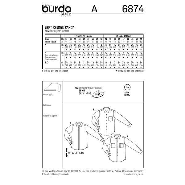Herrenhemd | Burda 6874 | 44-60, image number 5