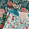 Dekostoff Jacquard Vintage Blumen – petrol/dunkelrot,  thumbnail number 5