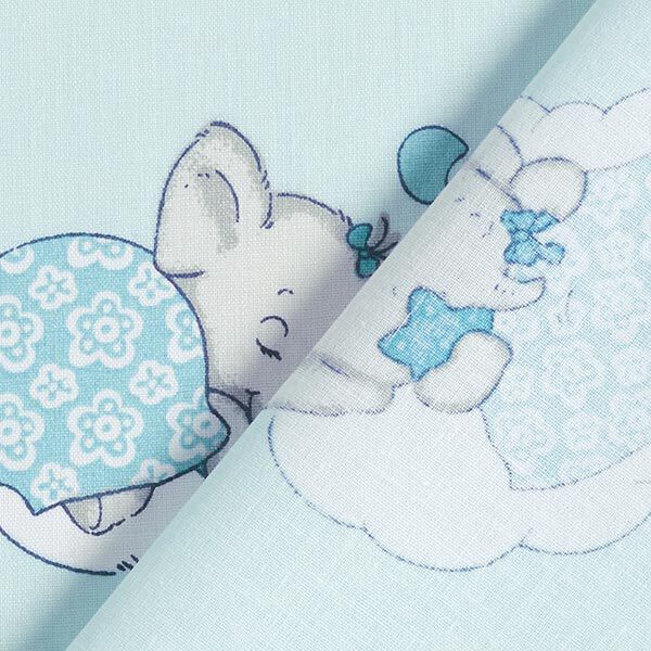 Baumwollstoff Cretonne Schlummer-Elefant – grau/blau, image number 4