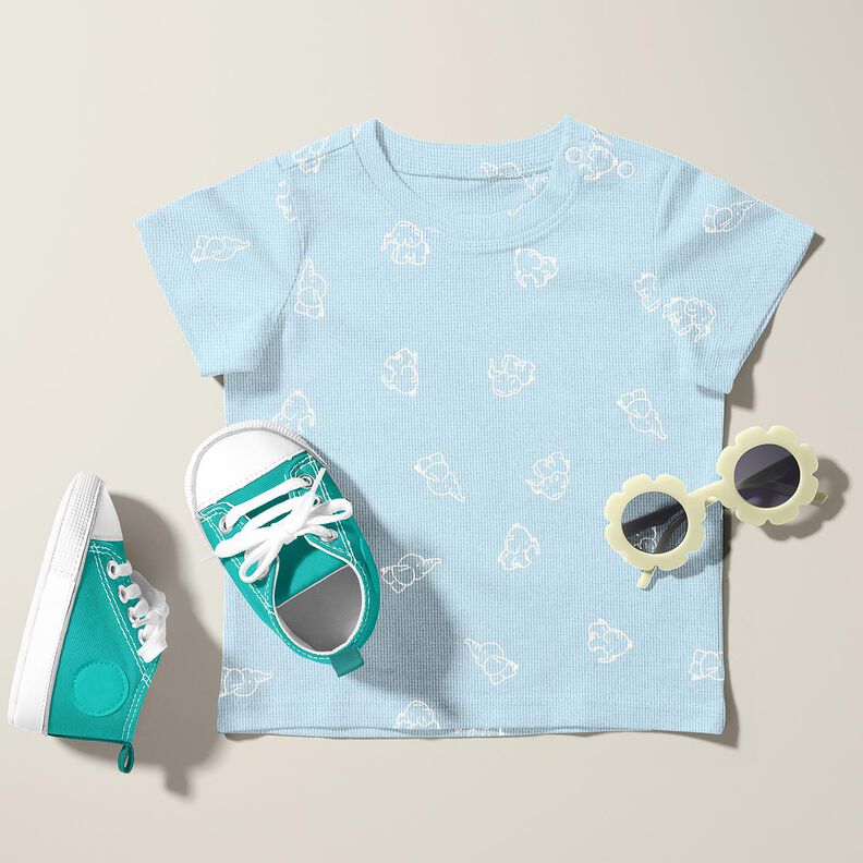 Waffeljersey Baby Elefanten – silberblau, image number 6