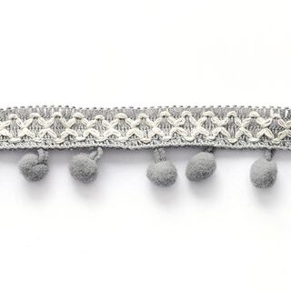 Pomponborte Kreuz [ 15 mm ] – grau/wollweiss, 
