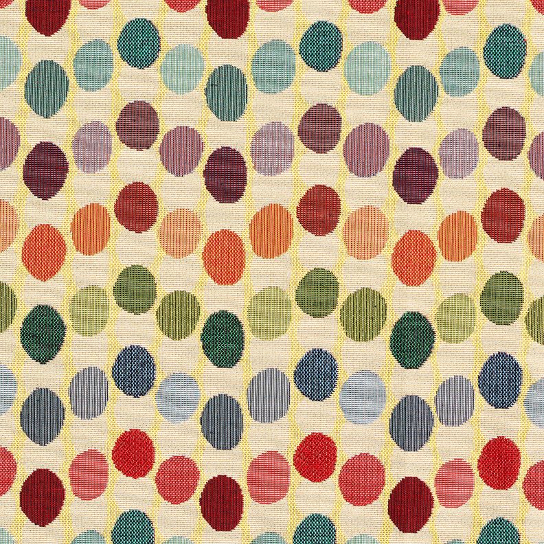 Dekostoff Gobelin Wellenpunkte – hellbeige/blau,  image number 1