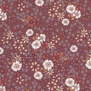 Baumwolljersey Blumenwiese – dunkelaltrosa, 