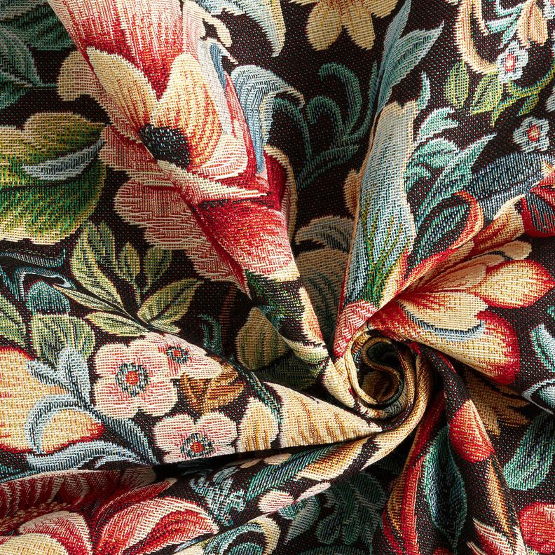 Dekostoff Gobelin traumhafte Blumen – schwarz/rot, image number 3