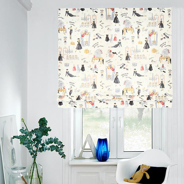 Dekostoff Halbpanama Audrey – hellbeige/schwarz
