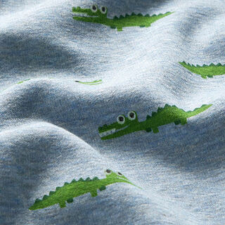 Alpenfleece freches Kroko Melange – helljeansblau, 