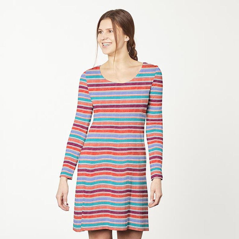 Baumwolljersey Aquarell Streifen – sand/lachs,  image number 5