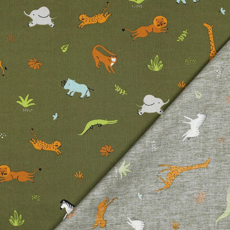 GOTS Baumwollpopeline Steppentiere | Poppy Fabrics – dunkeloliv, image number 4