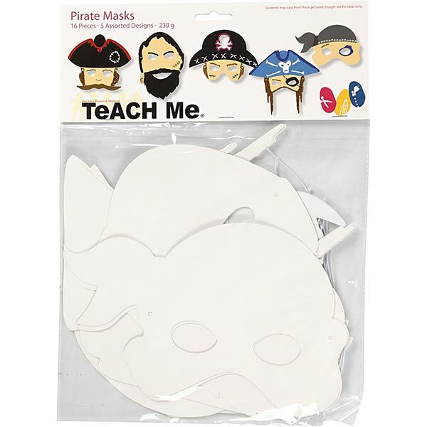 Piratenmasken aus Pappe [ 16 Stück ] – weiss,  image number 3