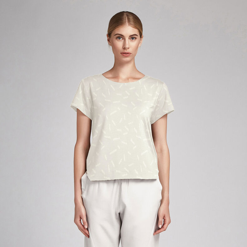 Jacquard Dobby Streifen – wollweiss, image number 6