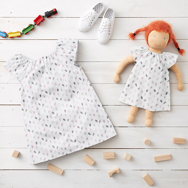 Baumwollpopeline Baby-Füßchen – weiss/rosa
